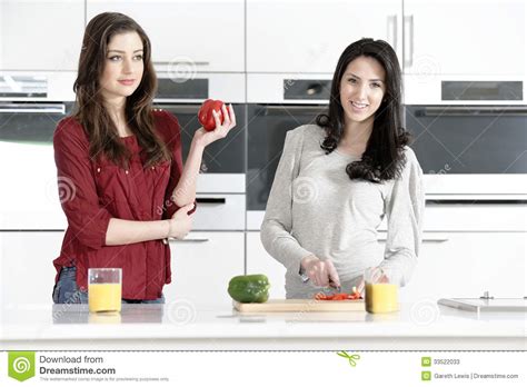 Two Friends Preparing Food Stock Image Image Of Dinner 33522033