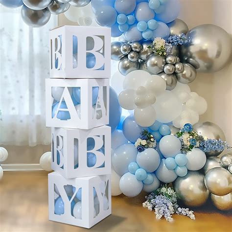 Buy Baby Shower Decoration Balloon Boxes 4pcs Diy Baby Blocks White