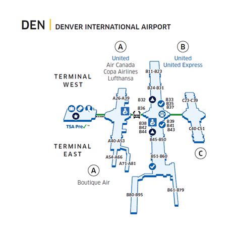 Denver International Den Airport Map United Airlines