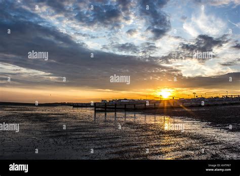 Worthing Seafront At Sunset Stock Photo Alamy
