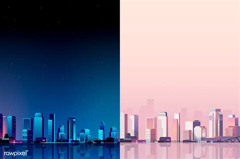 Urban Scene Day And Night Background Vector Premium Image By Rawpixel