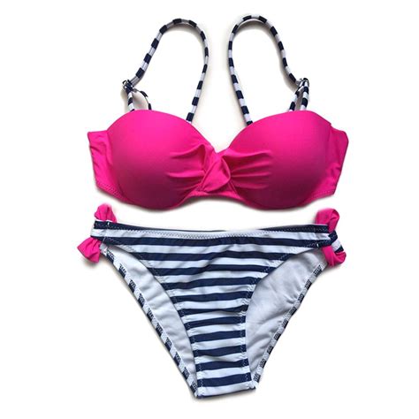 cumpără sexy women candy colorblock push up two pieces summer beach bikinis la prețuri mici