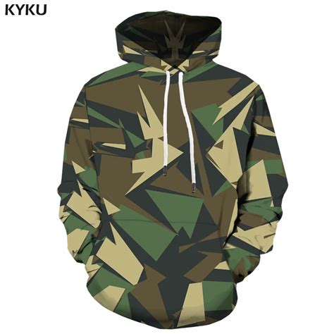 Kyku Green Camo Hoodie Men Camouflage Military 3d Hoodies Anime Clothes