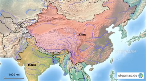 Außerdem gibt es landkarte und wichtige information über reiseziele indiens und auch einige erwähnenswerte historische denkmäler sind taj mahal, qutub minar, india gate, ajanta und ellora. StepMap - China Indien - Landkarte für Asien