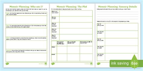 Memoir Writing Planning Templates And Activities Year 6