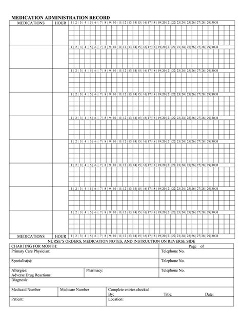 Printable Medication Administration Record Template Word Fill Out