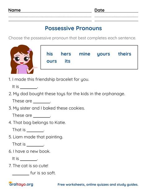 Possesive Pronouns Free Worksheet Artofit