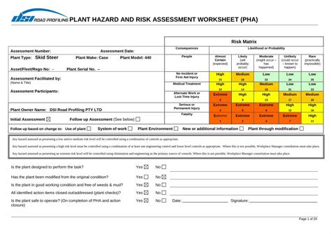Pdf Plant Hazard And Risk Assessment Worksheet Pha · 2017 5 23
