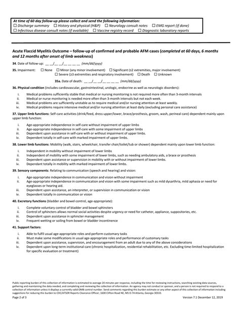Acute Flaccid Myelitis Patient Summary Form Fill Out Sign Online
