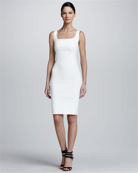 Lyst Lanvin Sleeveless Squareneck Sheath Dress In White