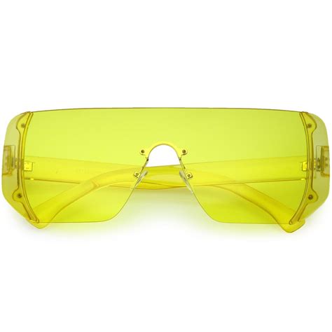 sunglass la oversize rimless shield sunglasses flat top mono block lens 62mm yellow yellow