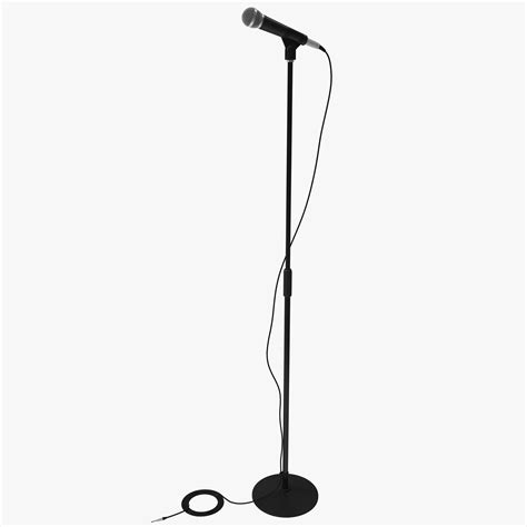 A Black Microphone On A White Background With A Cord Attached To The