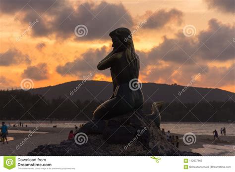 Songkhla Golden Mermaid Editorial Stock Image Image Of Background