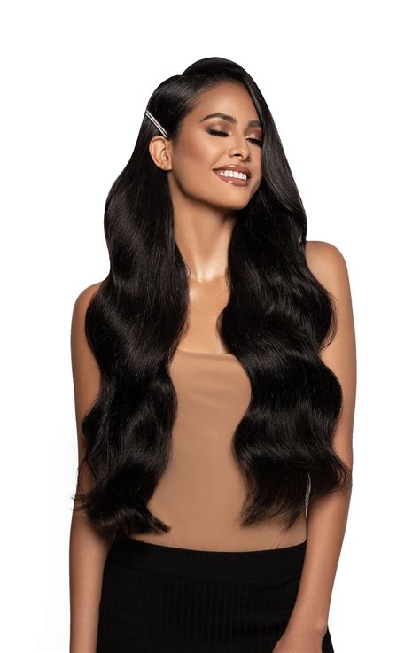 Jet Black 1 Naturally Glam Lace Clip Ins Glam Seamless Hair Extensions