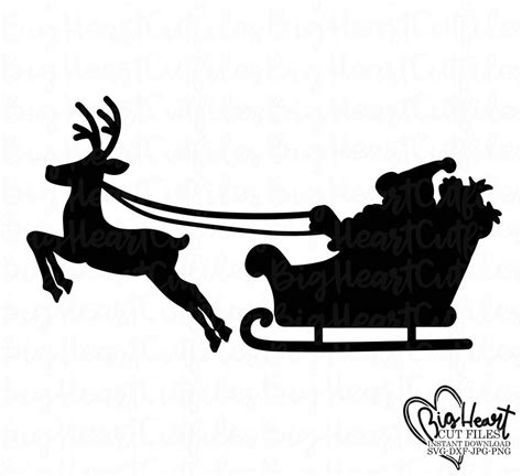 Christmas Sleigh Svgsanta With Reindeer Svgsantas Sleigh Etsy