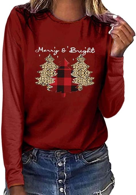 Womens Christmas Tops Women S Casual Xmas Holiday Celebration Long Sleeved T Shirt Tunic Tops