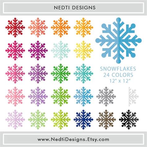 Items Similar To 24 Snowflakes Clipart Colorful Rainbow Color