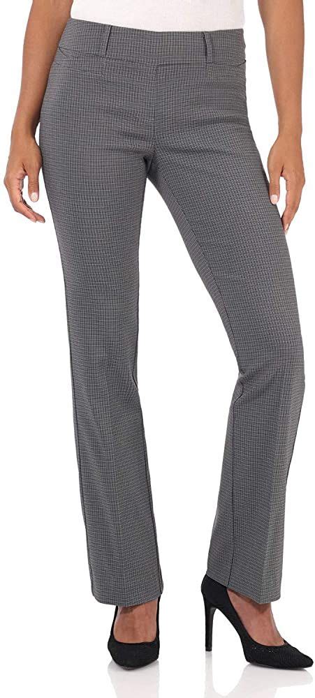 Rekucci Womens Ease Into Comfort Fit Barely Bootcut Stretch Pants Houndstooth Pants Check