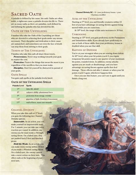 Oath Of The Unyielding By Irishbandit Boltnine Homebrew Dungeons And Dragons Rules Dungeons