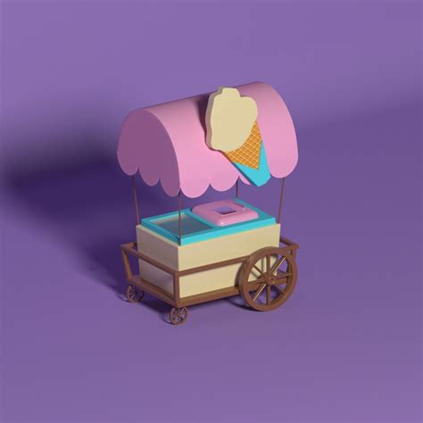 3d Model Game Ready Ice Cream Cart Cgtrader
