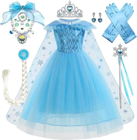 زي الأميرة السا ملكة الثلج للبنات، ملابس ارابيست التنكرية لحفلات الأعياد والحفلات التنكرية