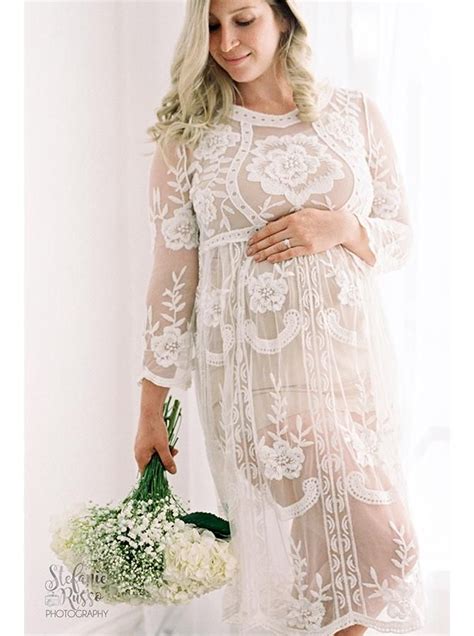 White Lace Maternity Dress Gown Photo Prop Clothing CCO10 Backdrop