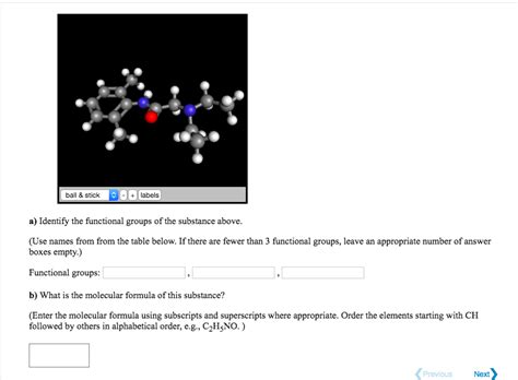 The number of atoms present in one molecule of an element or a compound is known as its the molecular mass of a substance is the sum of the atomic masses of all atoms in a molecule. Solved: Ball& Sticklabels Ball & Stick A) Identify The Fun ...