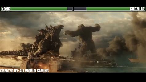 Godzilla Vs Kong 2021 Aircraft Carrier Battle With Healthbars Youtube