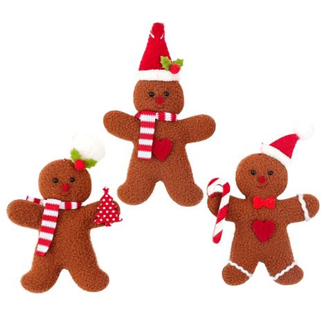 3 Pack Gingerbread Man Ornaments For Christmas Tree Decorations 354
