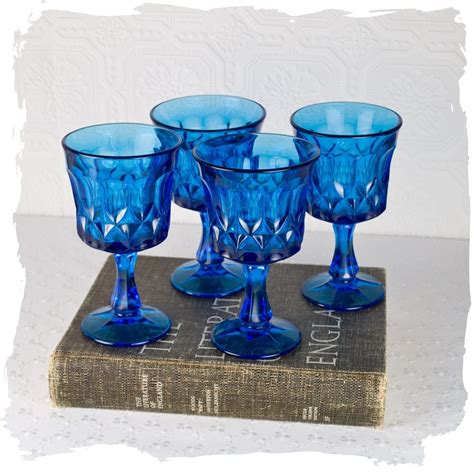 Vintage Blue Glass Water Goblets Perspective Blue Noritake