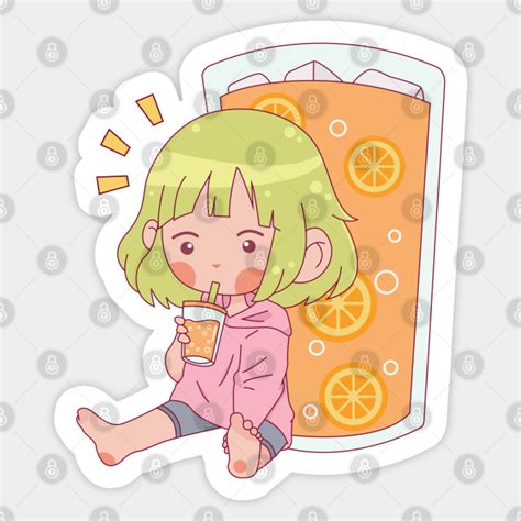 Cute Baby Anime Orange Juice Anime Lover Sticker Teepublic