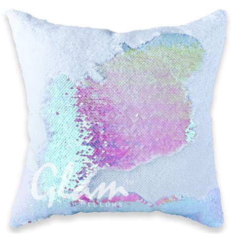White And Iridescent Reversible Sequin Glam Pillow Glam Pillows