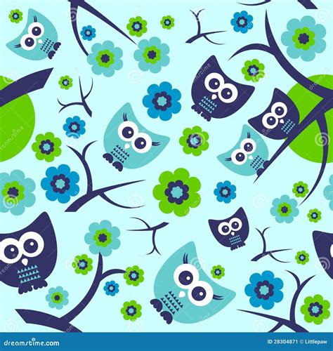 Seamless Pattern With Cute Owls Stock Image Image 28304871