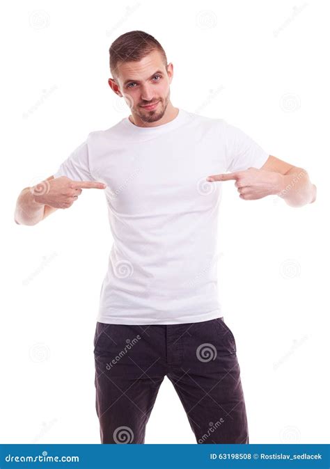 Man In A White T Shirt Stock Photo Image Of Isolated 63198508