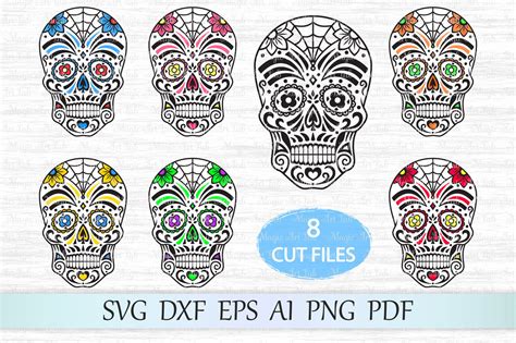 Day Of The Dead Halloween Dxf Png Vector Clipart Cricut Sugar Skull Day