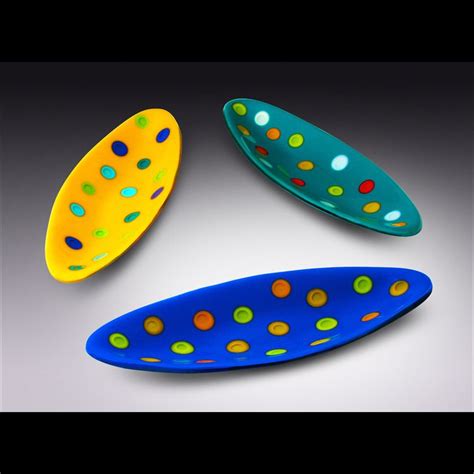 Oval Dot Bowls By A Kiln Glass Artist Larry Pile Aka Kessler