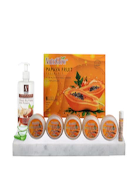 Buy Nutriglow Set Of Papaya Fruit Facial Kit 260 G And Shea Butter Milk Proteins 500 Ml Facial