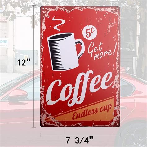 Coffee Cup Vintage Metal Sign Retro Tin Signs For Store Bar Etsy