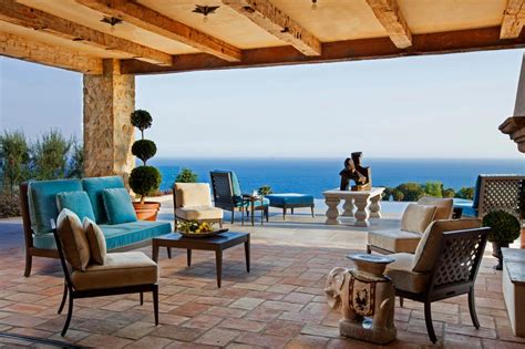 Large Outdoor Porch With Stone Floors Turquoise