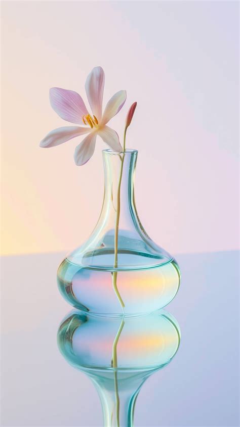 Pink Glass Vase With Flower Elegant Glassware Minimalist Vase Design