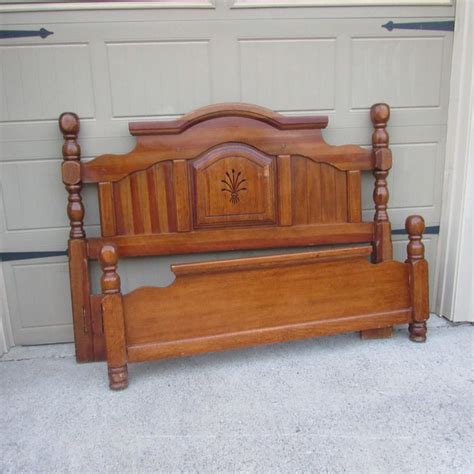 Antique Bed Wood Headboard And Footboard Vintage Queen Sized Bed Frame Solid Wood Rustic With