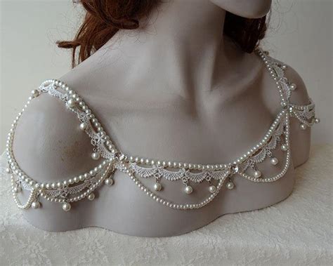 A fantastic shoulder necklace of lace, rhinestones and beads will accent your bridal look in a very creative way. Lace Dress Shoulder Necklace, Bridal Shoulder Necklace ...