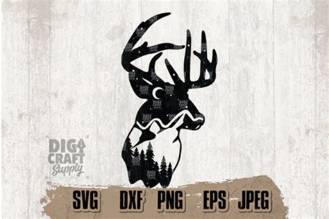 Deer With Outdoor Mountain Scene Stencil Graphic By Digi Craft Supply