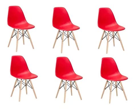 Cadeira De Jantar Elidy Charles Eames Eiffel Estrutura De Cor Vermelho Unidades Escorrega