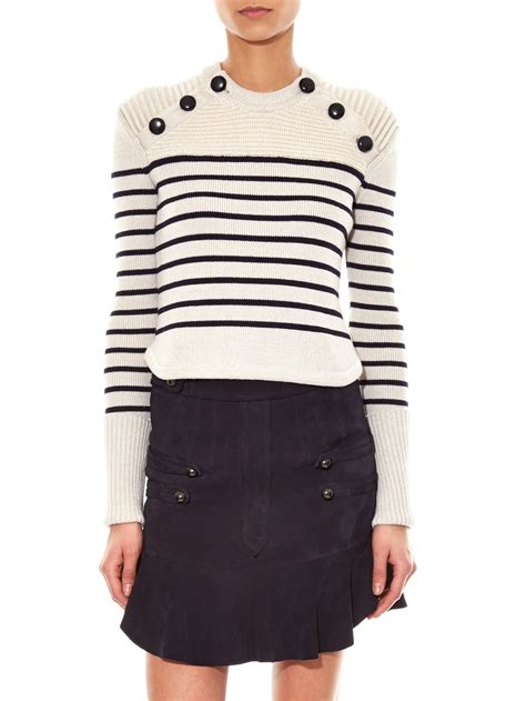 Lyst Isabel Marant Hatfield Striped Wool Blend Knit Sweater In White