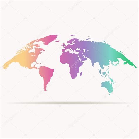 Curved World Map In Rainbow Colors — Stock Vector © Igoror 89608226
