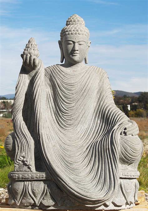 Sold Stone Buddha Holding Lotus 45 69ls5 Hindu Gods And Buddha Statues