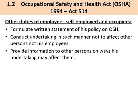 Occupational Safety And Health Bwu 10302 Chapter 1