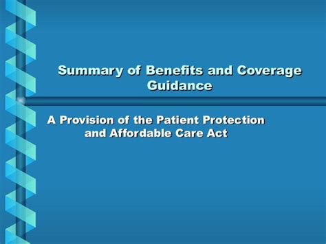 Ppaca Summary Of Benefits And Coverage Guidance
