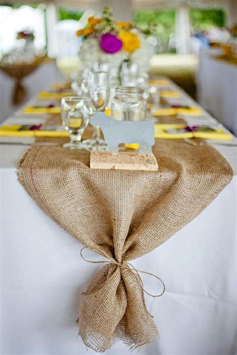 Burlap Table Runner With Ties Wedding Runner Holiday Decorating Home